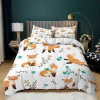 Fox Duvet Cover Set Animal Fox Bedding Set Full Size Cute Animal Pattern Printed Comforter Cover Sets for Kids Teenagers Adults 1