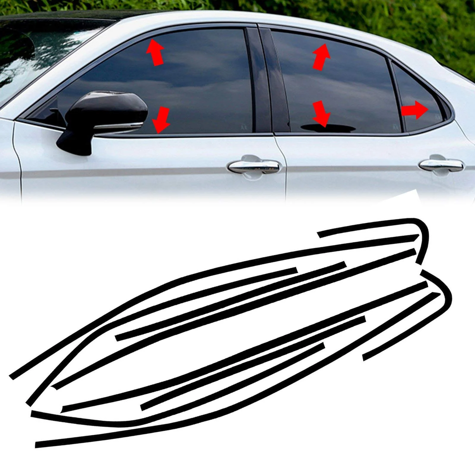R-design High-Quality Gloss Black Window Trim Strips For V60/S60 (20-)Window Glass Outer Rubber Strip