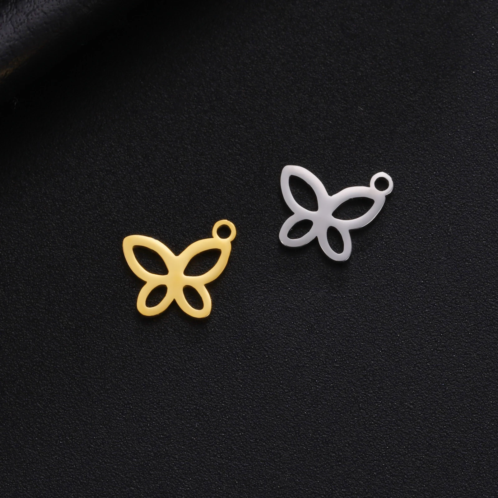 5pcs Animal Stainless Steel Charms Cat Butterfly Paw Dragonfly Fish Tail DIY Pendant Necklace Jewelry Making Accessories