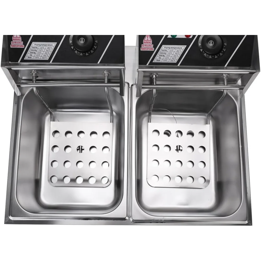 Electric Fryer 5000W MAX 110V 12.7QT/12L Stainless Steel Double Cylinder Tank can be detached for easy cleaning deep fryer Electric Fryer