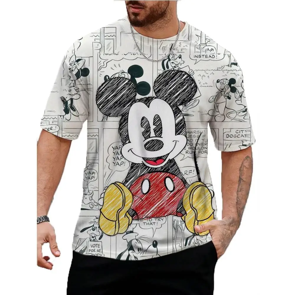 Men Disney Mickey Mouse Print T-Shirt Summer Men's Street Fashion Casual Sports Loose O Neck Quick Dry Short Sleeve Clothing Kid 2