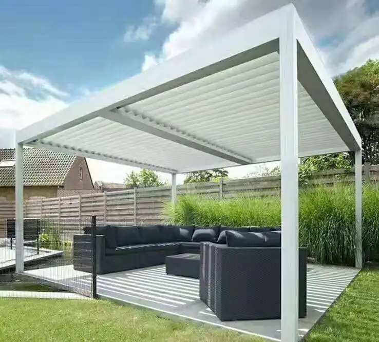 High-end Fényűzés villas Alumínium gazebo Koszerű kültéri Vízhatlan esőköpény motorized Alumínium pergola Épületszárny