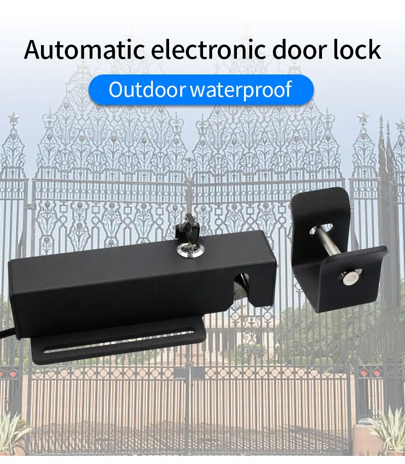 Waterproof DC 24V Electronic Automatic Door Lock Drop Bolt Locks with Key For Au