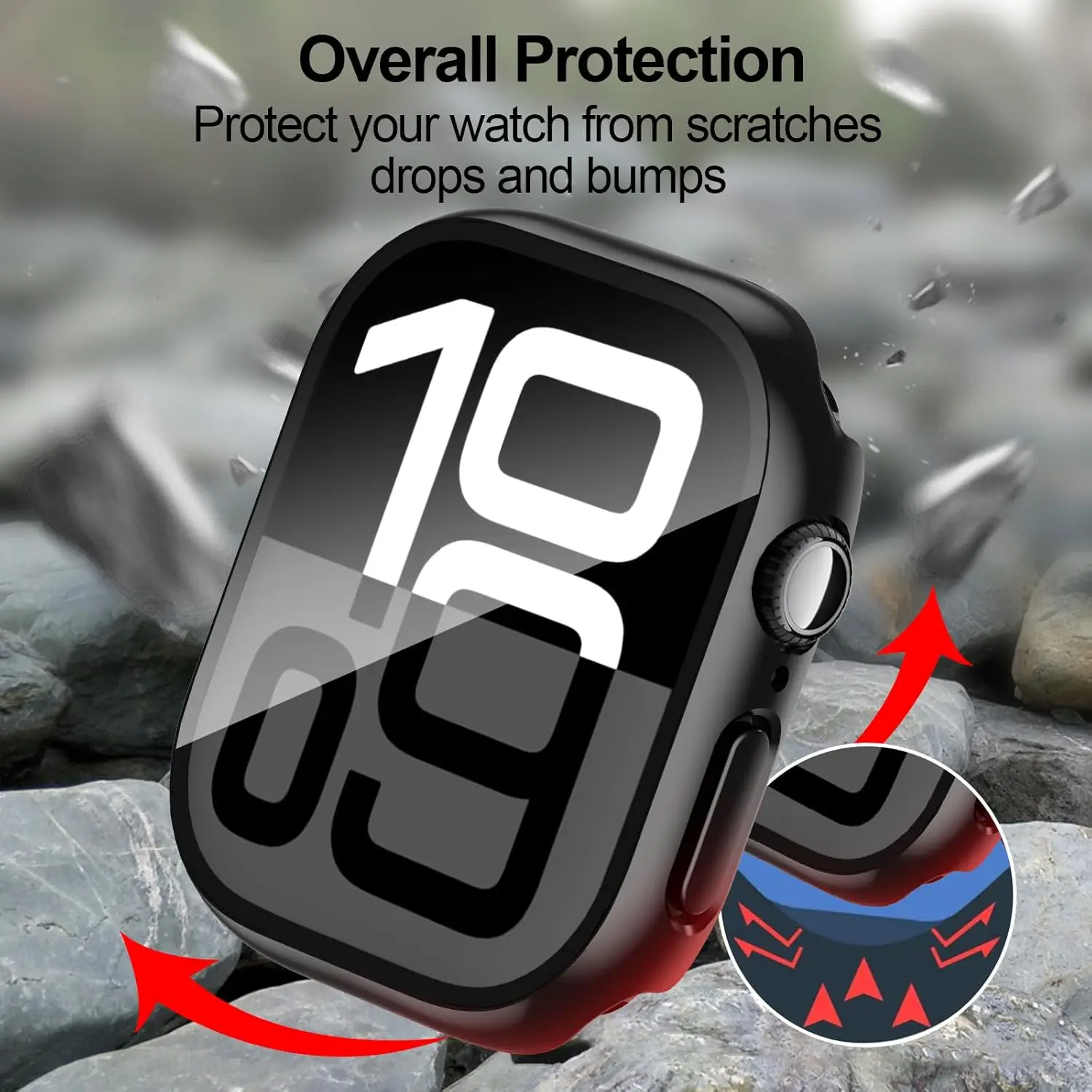 حافظة من الزجاج المقسى الأسود لساعة أبل سلسلة 10 4...