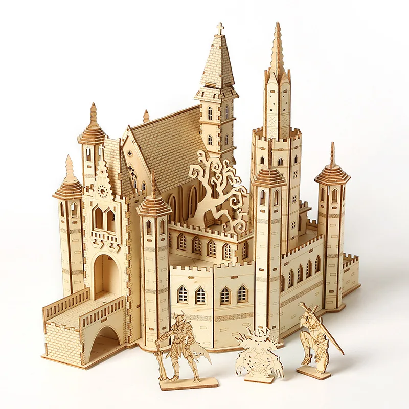 3D Puzzles Lost Castle Wooden Assembly Model Kit Handmade Toys model building kits wood DIY Assembly Jigsaw Toy for Kids Adults diy 3d wooden puzzles fuel truck model jigsaw model building kits wood assembly toy for children adults educational toy