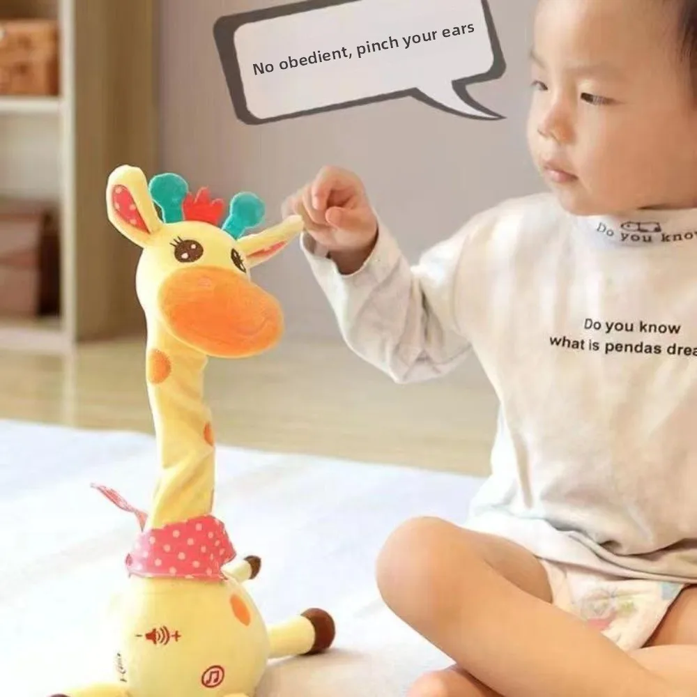 Repeating What You Say Dancing Talking Giraffe Toy Adjustable Volume with 10 Songs Swaying Dancing Giraffe Plush Glowing
