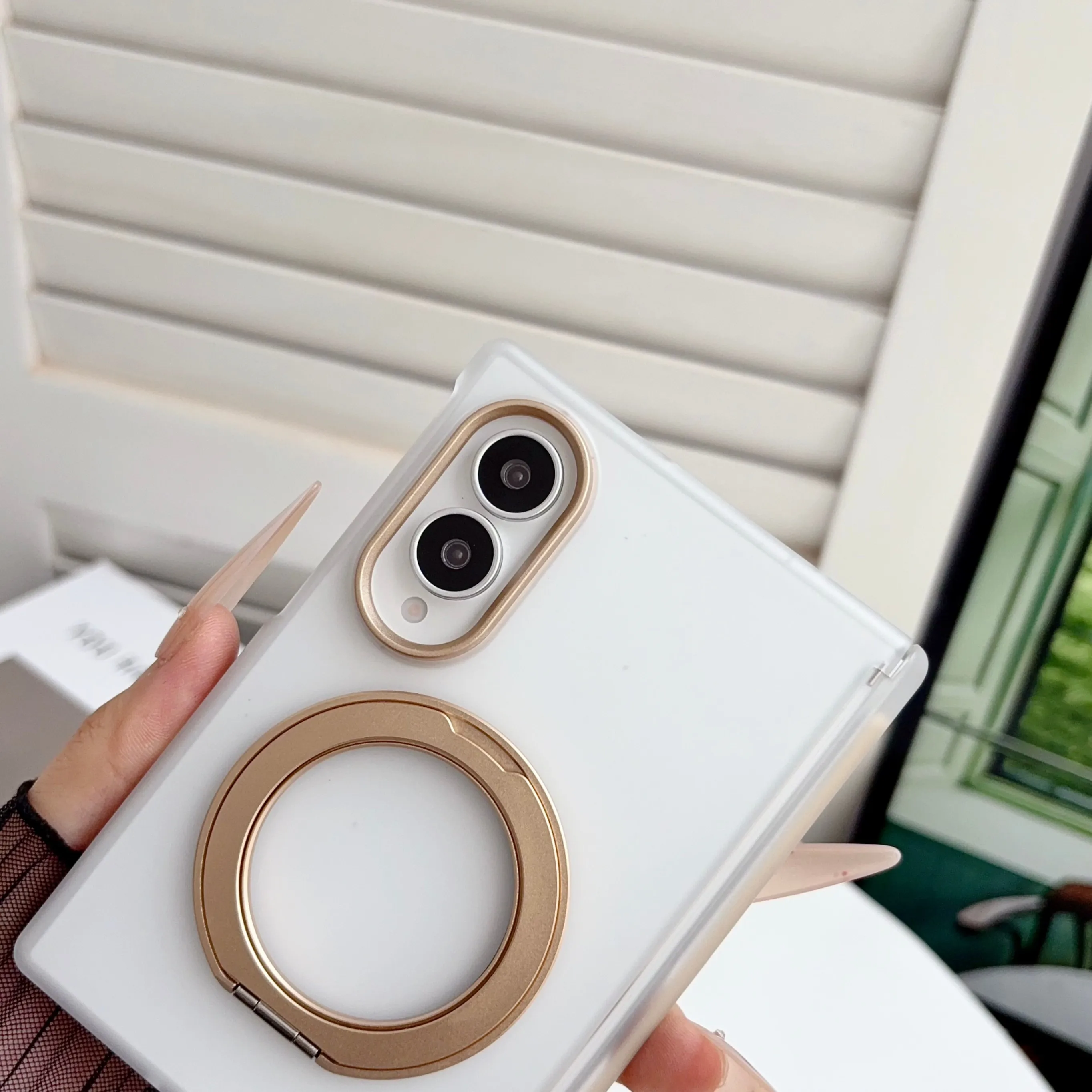 360 Rotating Magnetic Shockproof Matte Phone Case with Ring Holder
