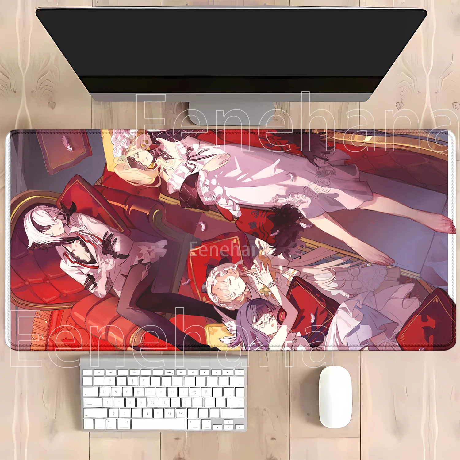 Genshin Impact Anime Kawaii Girl Gaming Mouse Pad - HD Print Desk Mat, Rubber Office Carpet with Overlock Edges