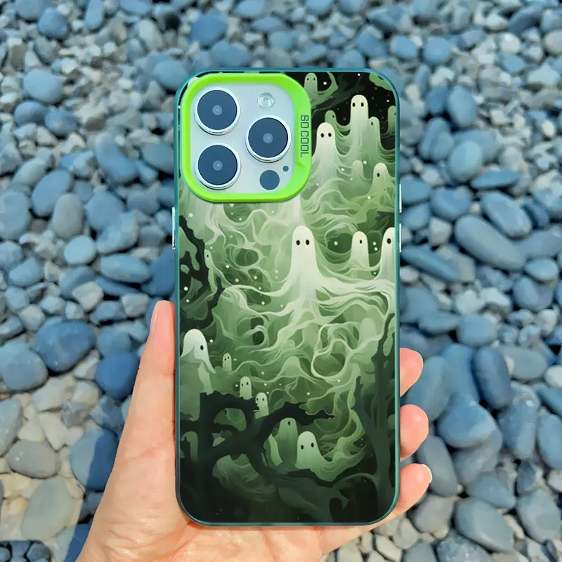 Niedliche Geister-Handyhülle für iPhone 13 12 11 Pro Max 13 Mini 17 16 15 14 Plus Pro Max Luxuriöse Modische Stoßfeste Laser-Schutzhülle – Detail 1