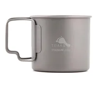 TOAKS Titanium 375ml Cup, Ultralight Outdoor Camping Mug Foldable Handle Tablewaret without Lid CUP-375 1