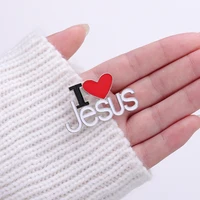 I Love Jesus Enamel Pins Custom Phrase With Heart Brooches Shirt Collar Lapel Badges Simple Jewelry Gift for Kids Friends 5