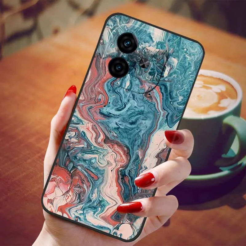 Soft Silicone Fashion Marble Shockproof Case - TPU Bumper Cover, 6.78