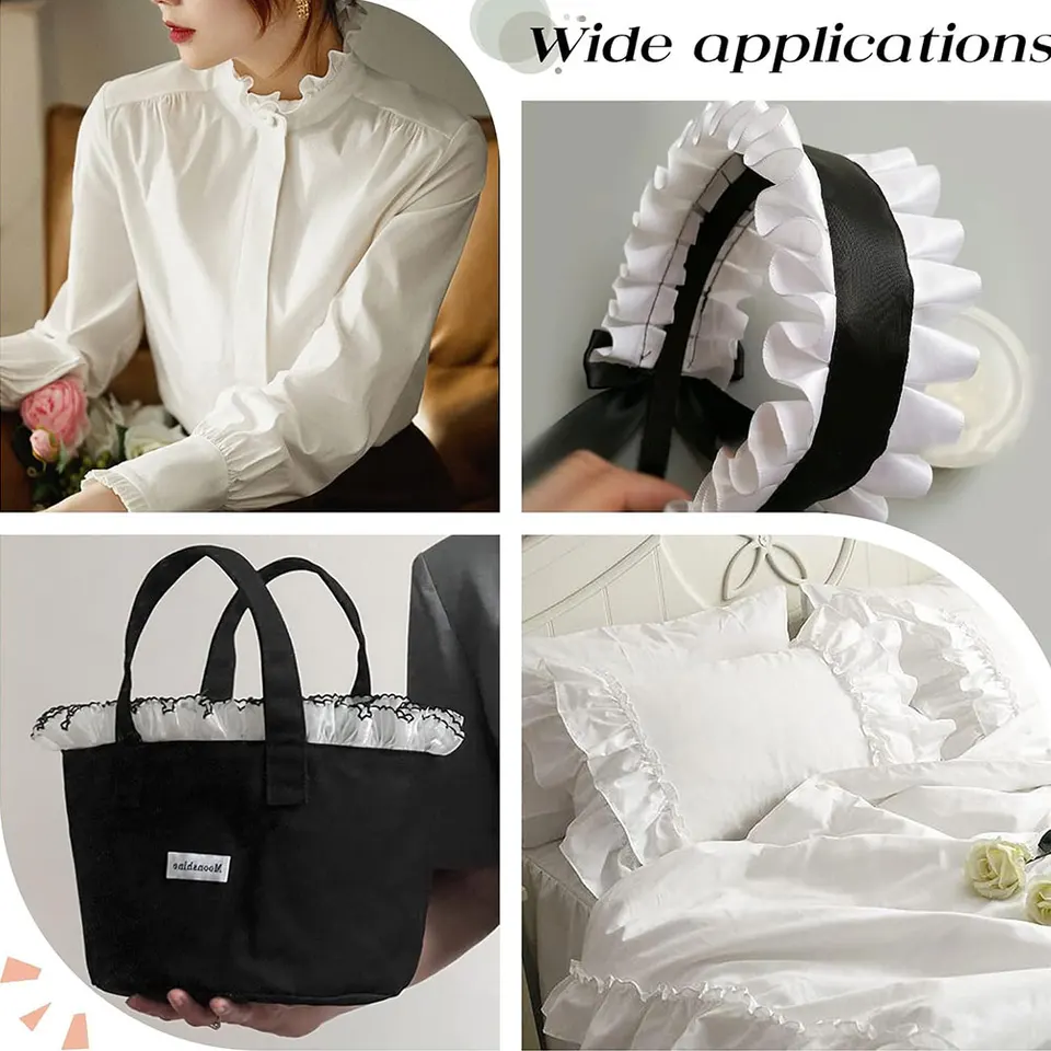 2-Layers Wave Pleated Chiffon Lace Ruffle Trim Fabric Sewing Crafts Wedding  Bridal Dress Embellishment Party Clothes Decoration - AliExpress