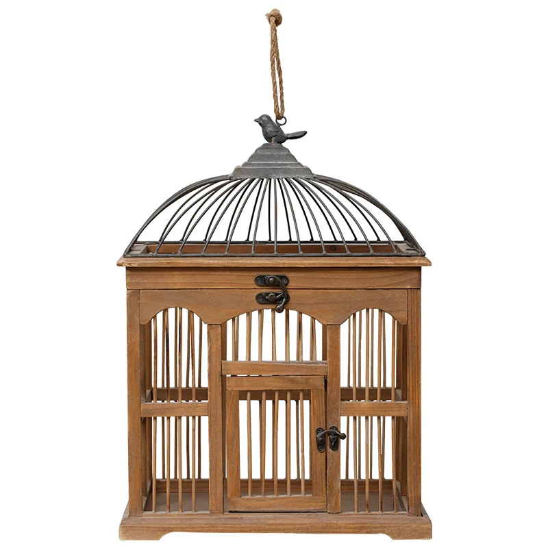 Decorative Bird Cage Wooden Home And Garden Ornament