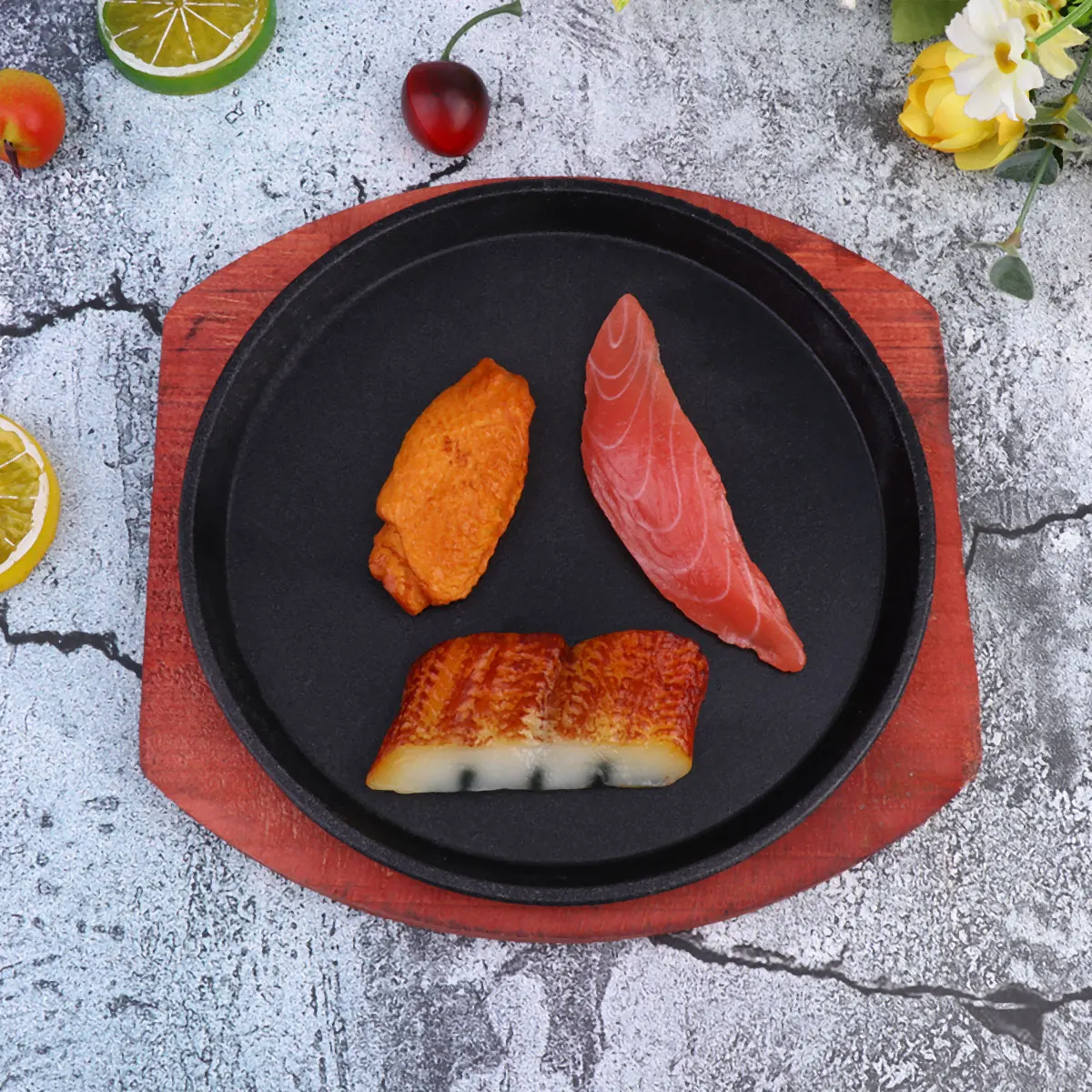 1 BBQ Stovetop Grill Nonstick Griddle Pan Grill Plate Fajita Iron Stovetop Cast Sizzling Griddle Skillet Set Platter Steak Plate