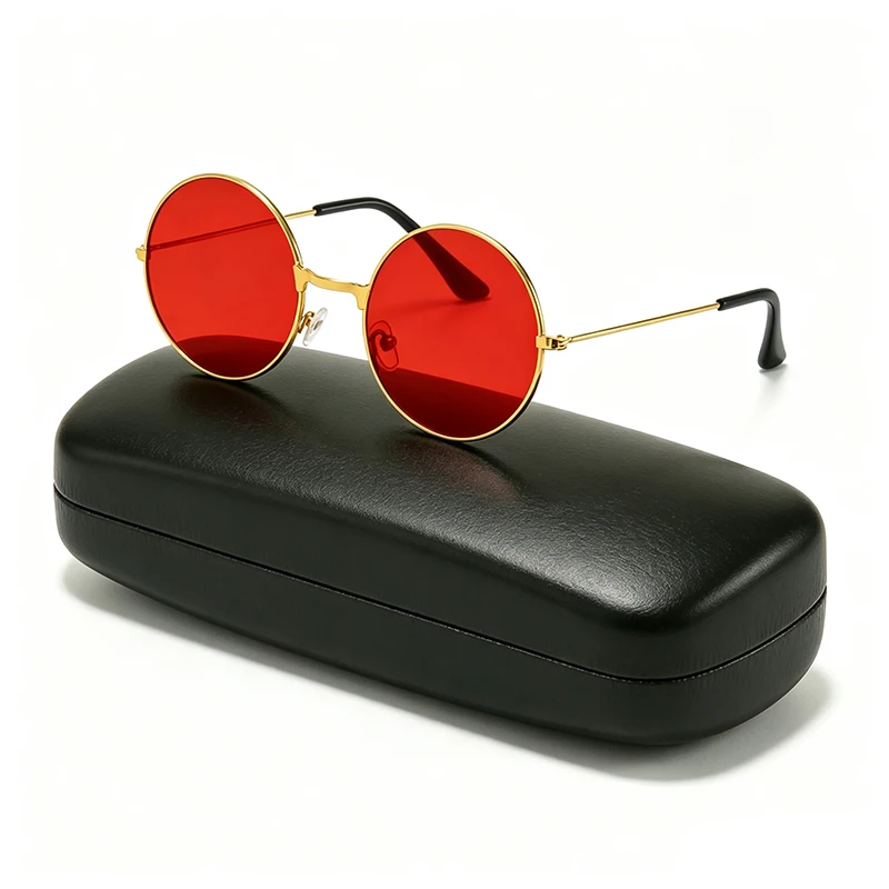 Lunettes de soleil vintage rondes homme femme - Design océan rouge jaune pour pêcheurs élégants