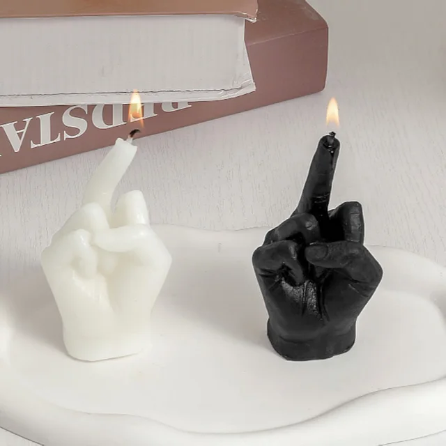 1Dc Kreatív Középső Ujj Gesztus Szójaviasz Aromaterápia Gyertya Otthoni Dekoráció Alakú Asztali Díszek Vicces Gyertyák - Image 4
