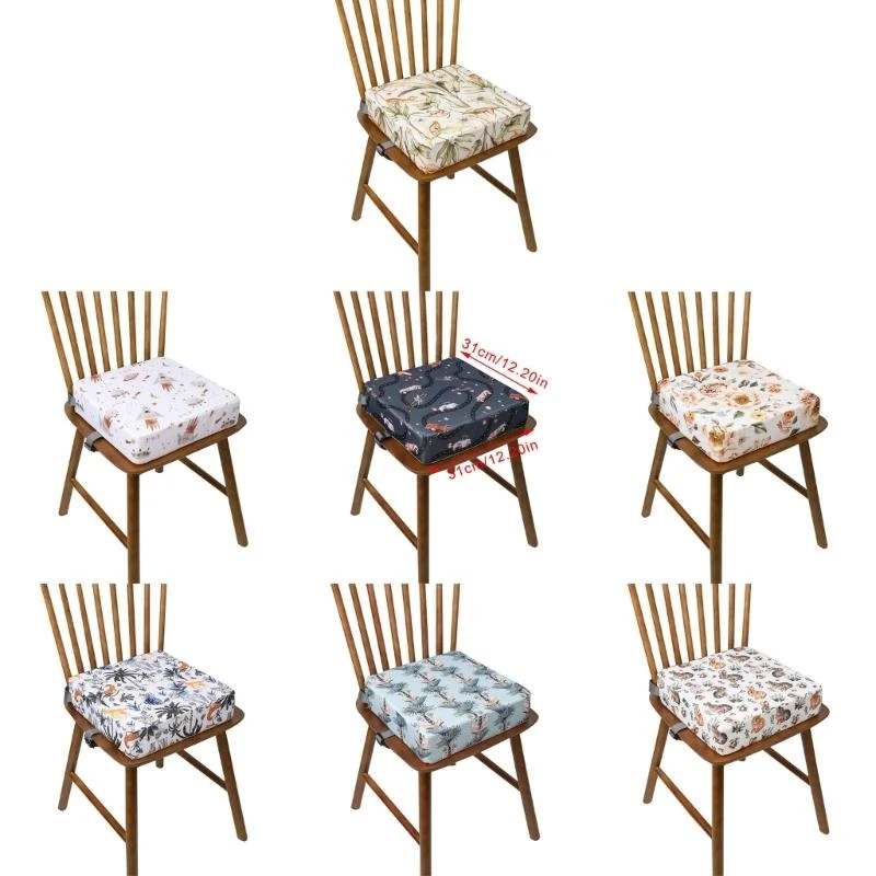 J15U 베이비 부스터 좌석 두꺼운 하이 체어 부스터 쿠션 매트 인쇄 패턴 패드 키즈 다이닝 체어 스퀘어 쿠션 높이기