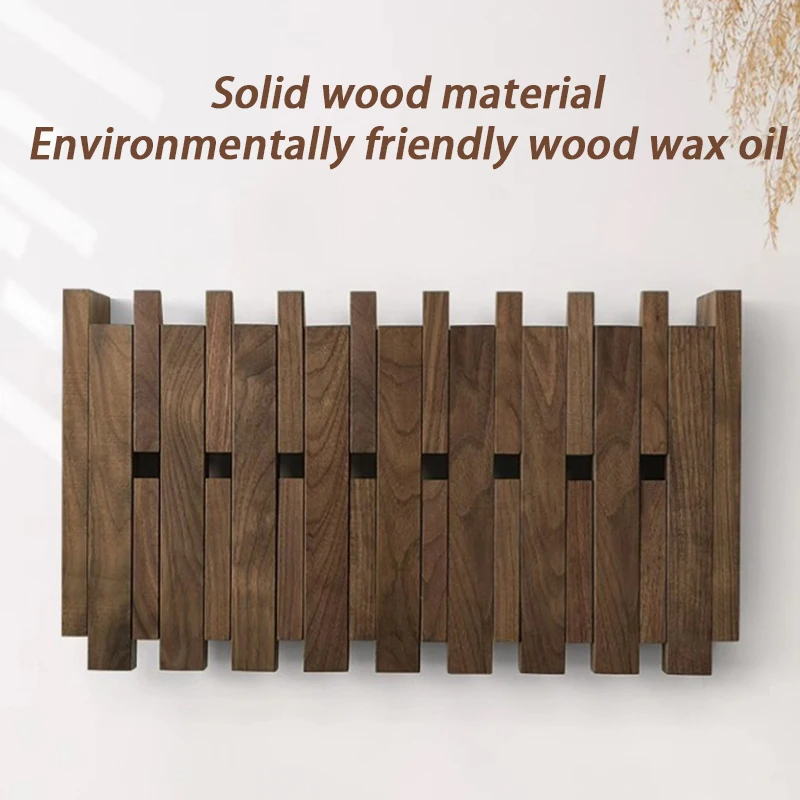 Entrance Hall Coat Rack Solid Wood Walnut Coat Rack Electric Meter Box Covering Clothes Hanger Wall Mounted Clothing Organizer