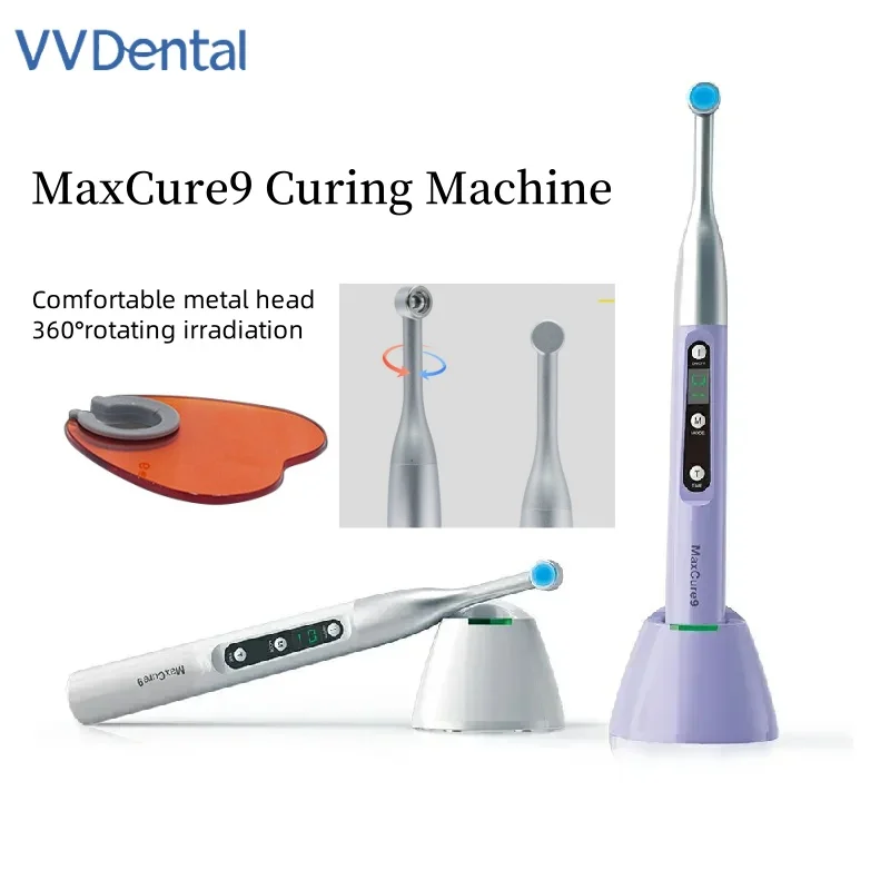 MaxCure9 Dental Drahtlose LED-Härtungslampe Photopolymer UV-härtendes Harzlicht Hochleistungs-2300 mW/cm2 Zahnheilkunde-Härtungsmaschine