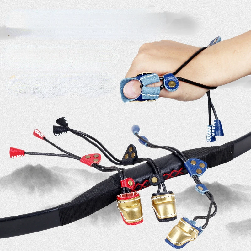 

Archery Thumb Ring Mongolian Finger Guard for Hunting Target Recurve Bow Cow Skin Soft Leather & Brass Protector Shooting Glove