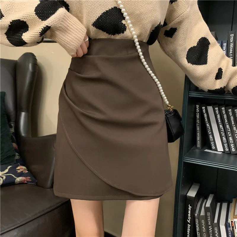 

LKSK Large Size Irregular Spicy Girl Skirt Women's High Waisted A-line Suit Short Skirt Belly Covering Slimming Skirt