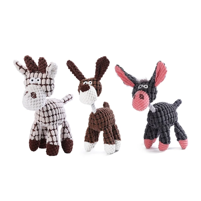 Dog Chewing Toy for Aggressive Chewer Pet Plush Toy Donkey Puppy Soft Teething Toy Lovely Dogs Squeaky Toy Pet Drop Shipping