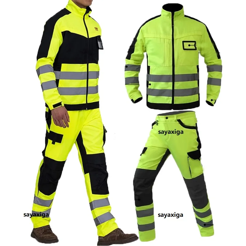 Conjunto-de-ropa-de-trabajo-con-tiras-reflectantes-de-seguridad-trajes ...