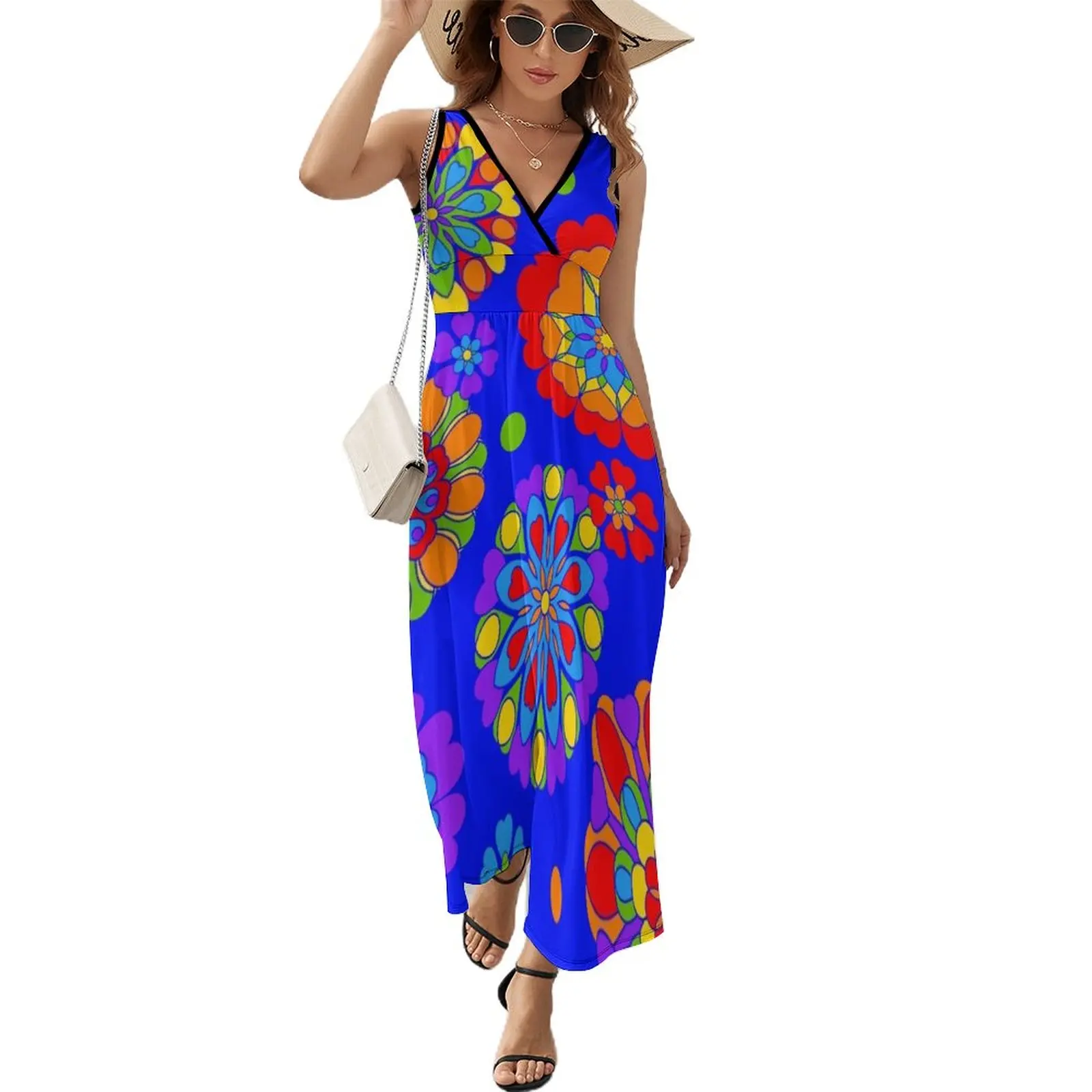 

Rainbow Flowers Hippy Hearts Love Design Sleeveless Dress Womens dresses summer dress woman 2024