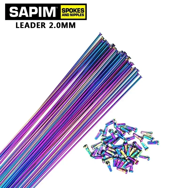 Bike Accessories Bicycle Spokes Sapim 2.0mm bicycle spokes j-bend/straight pull Rainbow color bikes with copper cap spokes Can choose any length below 310mm