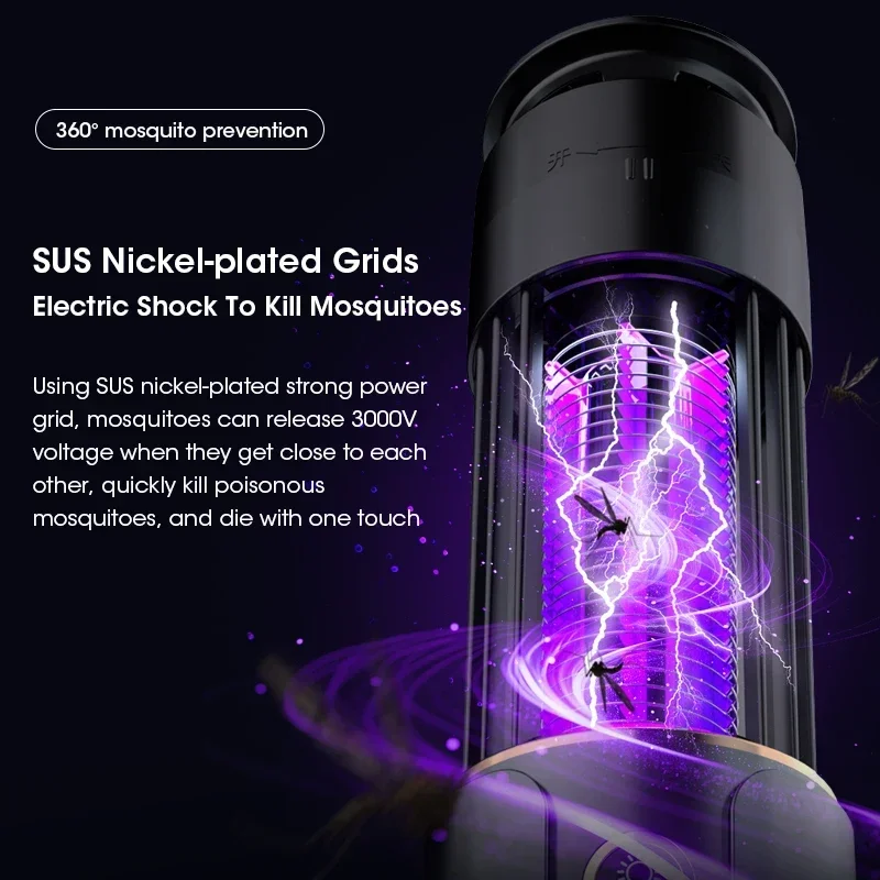 Mosquito repellent lamps, fly traps and traps, camping flashlights with USB sync
