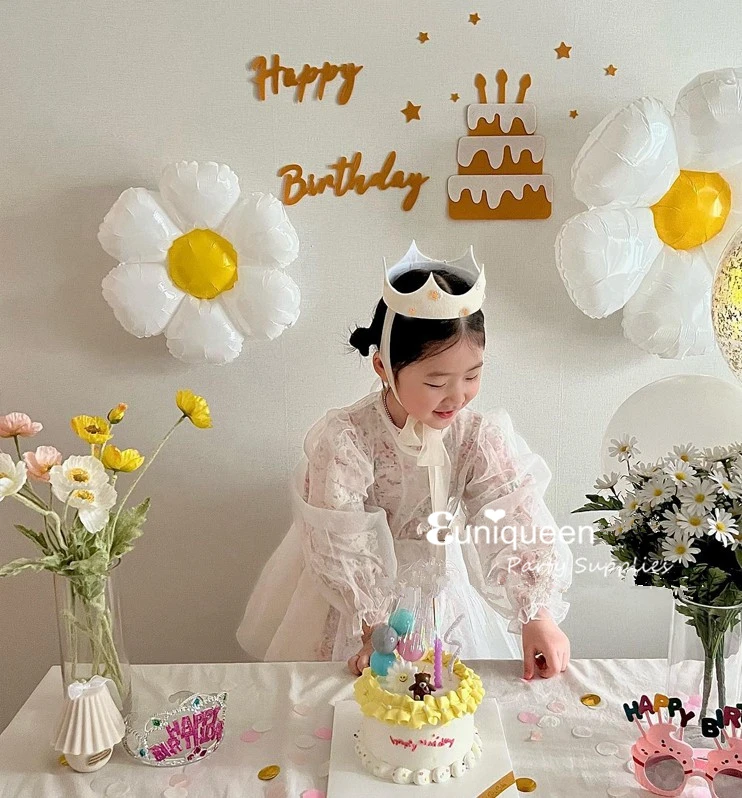 Ins Kids Daisy Birthday Party Crown Yellow Pink Flower Hat  3 4 5 6 7 8 9 Year Old Baby Shower Sunflower Theme Birthday Headwear