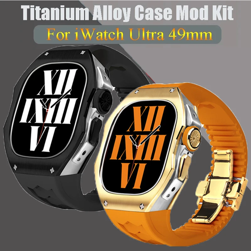 For Apple Watch Ultra Band Case Titanium Modification Kit Luxury Strap 49mm