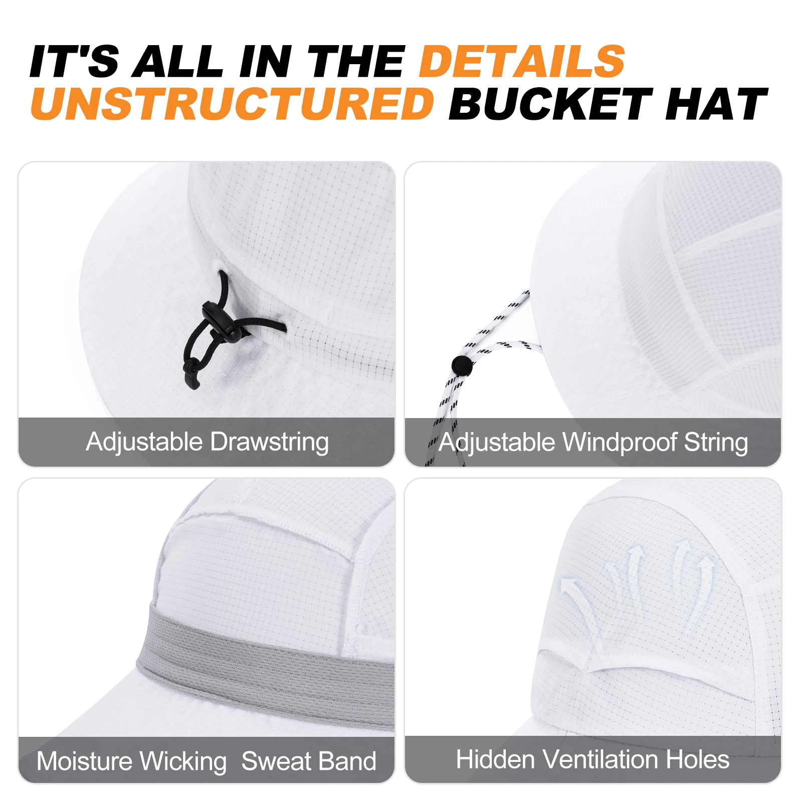 VOBOOM Damen Unstrukturierter Sonnenschutz, atmungsaktiv, Fischerhut, leichte Outdoor-Kappe, verstaubar, für Frühling und Sommer, Strand, Reisen – Detail 4