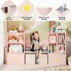 Kids Bookshelf with Reading Nook, Kids Bookcase, 2 Wheels Drawers and 8 Storage Cubbies, Toy Storage Organizer 3