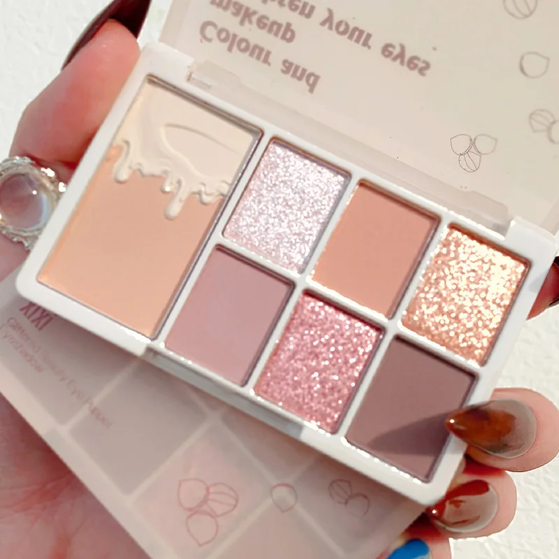 

7 Colors Eyeshadow Palette Shimmer Matte Nude Eyeshadow Palette Smooth Long Lasting Waterproof Glitter Eye Makeup Cosmetics