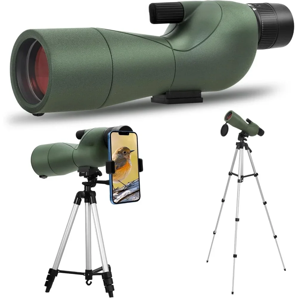 25-75X60 Spotting Scope withTripod, Spotting Scopes for Target Shooting, Hunting, Low Light Vision, Phone Adapter, Carry Bag
