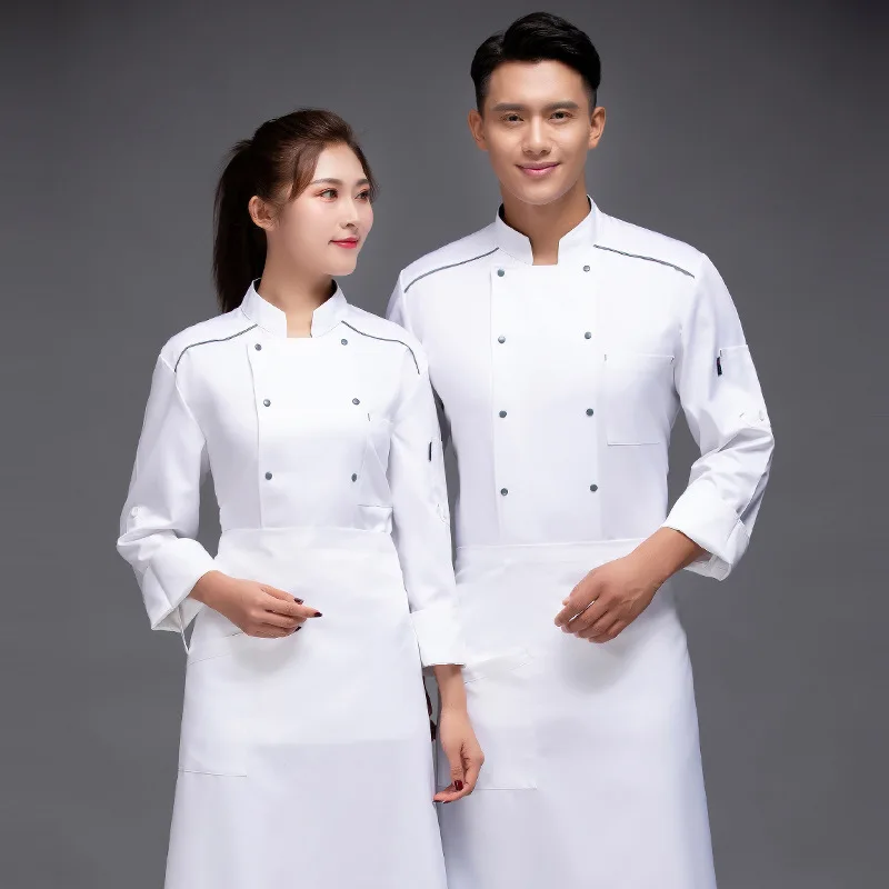 

Hotel Chef Overalls Men's Long- Wear-Resistant Back Kitchen Cook Clothes Short-Sleeved Breathable Pastry Baker Women
