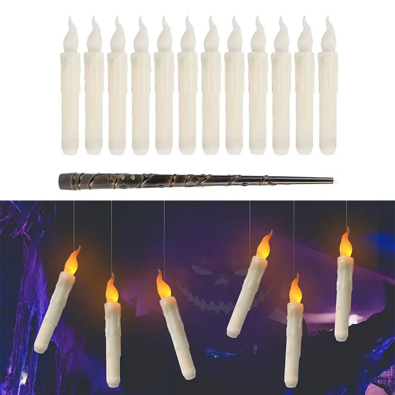 12-48 Floating Candles with Magic Wand Christmas Flying Candle Flameless  Candles Battery Remote Candle Witch Wizard Party Decor - AliExpress