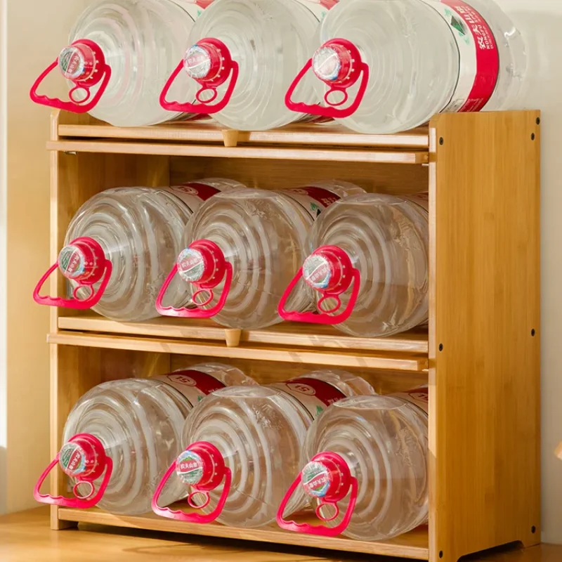 Natural Bamboo Storage Cabinets Dustproof Acrylic Doors Cup Holder Tea Set Display Kitchen Organizer Dining Room