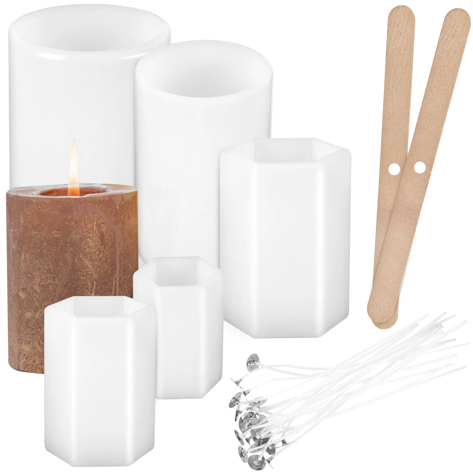

1 Set Silicone Moulds Wick Holders with Wicks for DIY Making Candles