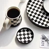 Nordic Ins Black and White Cup Mat Checkerboard Tea Coaster Table Mat Coaster  Nordic Home Decor Desktop Storage 3