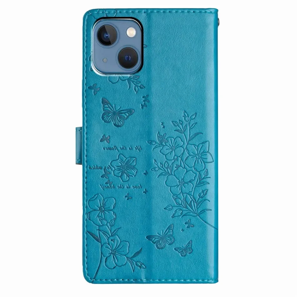 Charming Flower Butterfly Wallet Phone Case with Card Slots and Protective Cover
