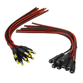 สายไฟต่อพ่วง DC 12V/24V แบบปลั๊กตัวผู้-ตัวเมีย ขนาด 5.5x2.1 มม. สำหรับกล้องวงจรปิด (CCTV) จำนวน 5 ชิ้น/10 ชิ้น 1