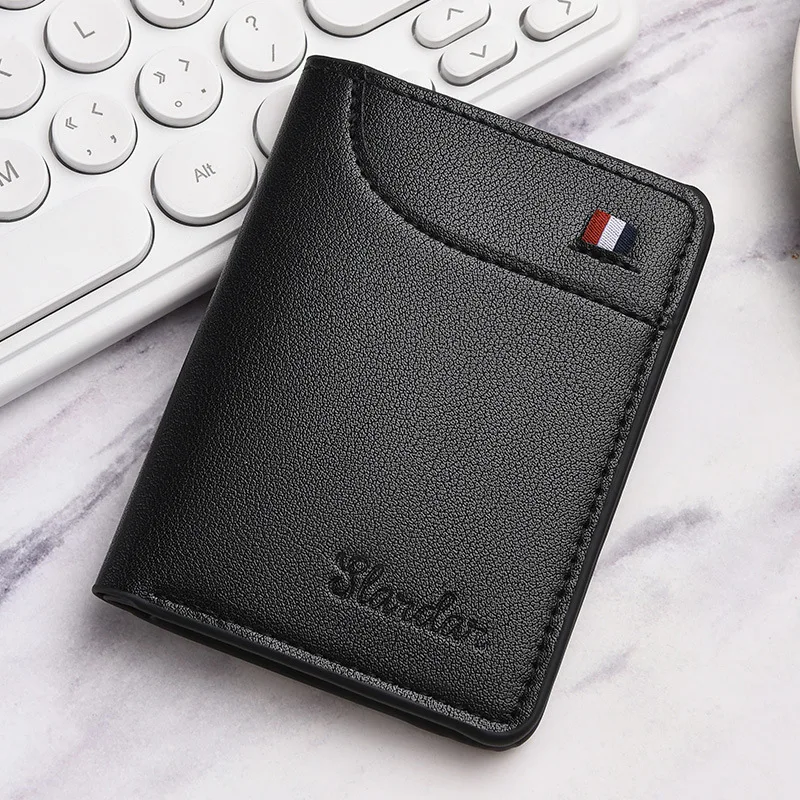 Men's short ultra-thin mini wallet, youth vertical personalized wallet, Korean version, student minimalist soft wallet
