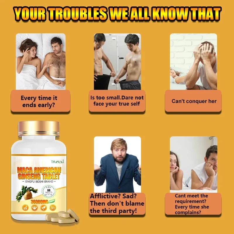 American Ginseng Capsule 60 Tablets Pure Non-GMo Supports Reproductive Health Natural Energizer
