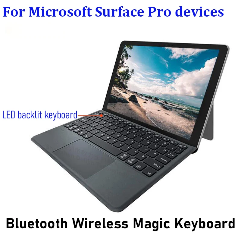 

Magnetic Backlit Wireless Bluetooth Keyboard with touchpad for tablet Microsoft Surface Pro and Laptop Go PC Accessories