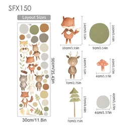Adorable Safari Animals Wall Stickers for Nursery and Kids' Room Decor (SFX150-30x90cm)