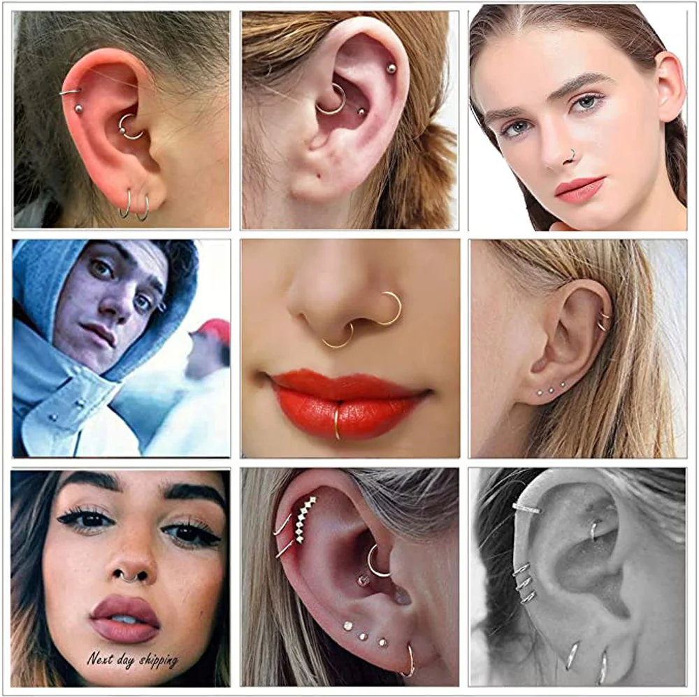 2pcs 20G 0.8mm Thin Fake Nose Ring Septum Helix Nostril Piercing Labret Lip Fake Piercing Titanium Cartilage Earrings Hoop nose rings piercing jewelry body piercing earrings ear piercing jewelry hoop earrings body piercing jewelry body jewelry