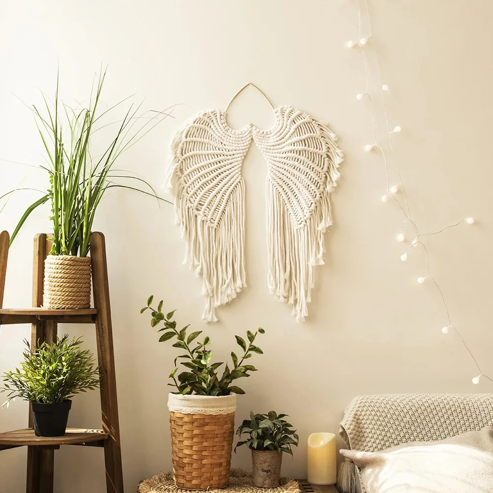 Macrame Wall Hanging Boho Tapestry Angels Wing Woven Bohemian Wall Decor  Home Decoration Apartment Living Bedroom Dreamcatchers